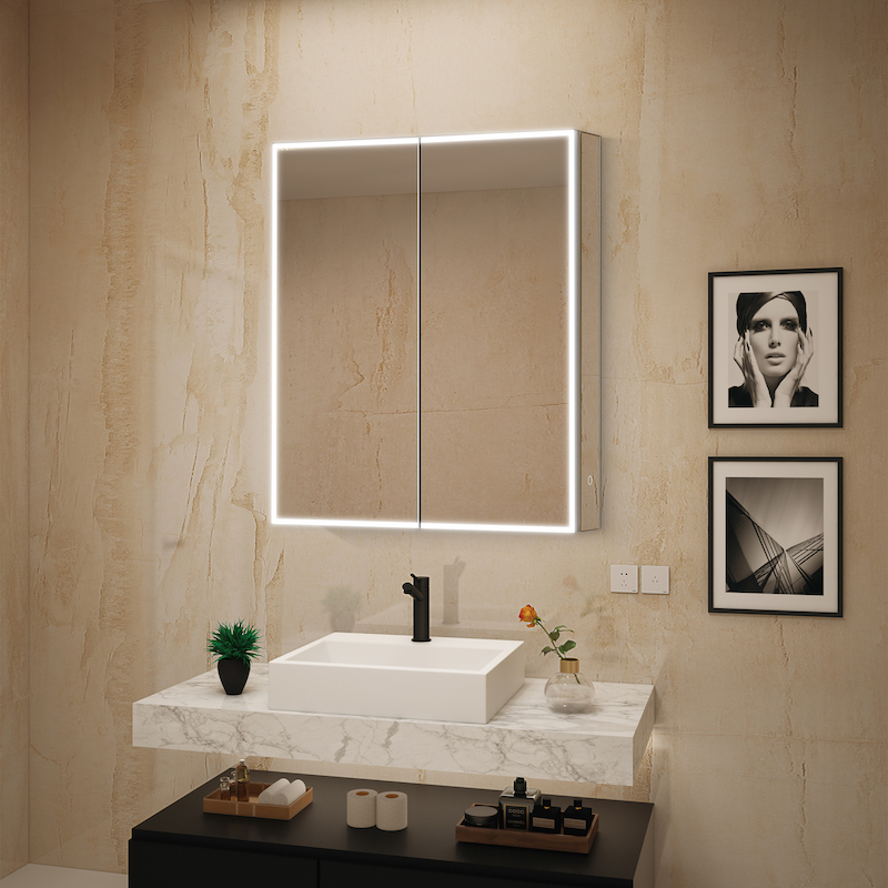 Turn LED Mirrored Medicine Cabinet - BathSource